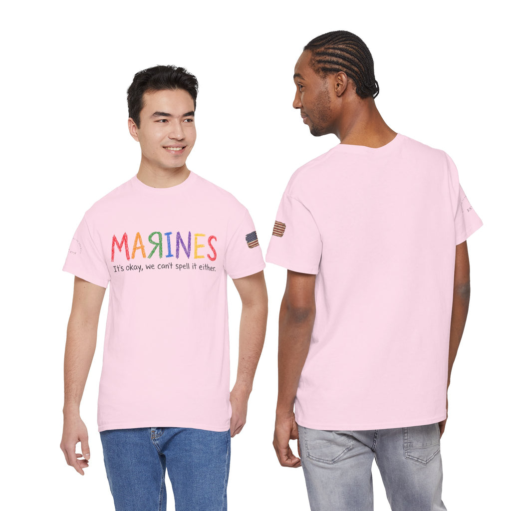 Marines Crayon Tee — “It’s okay, we can’t spell it either” Military Humor T-Shirt