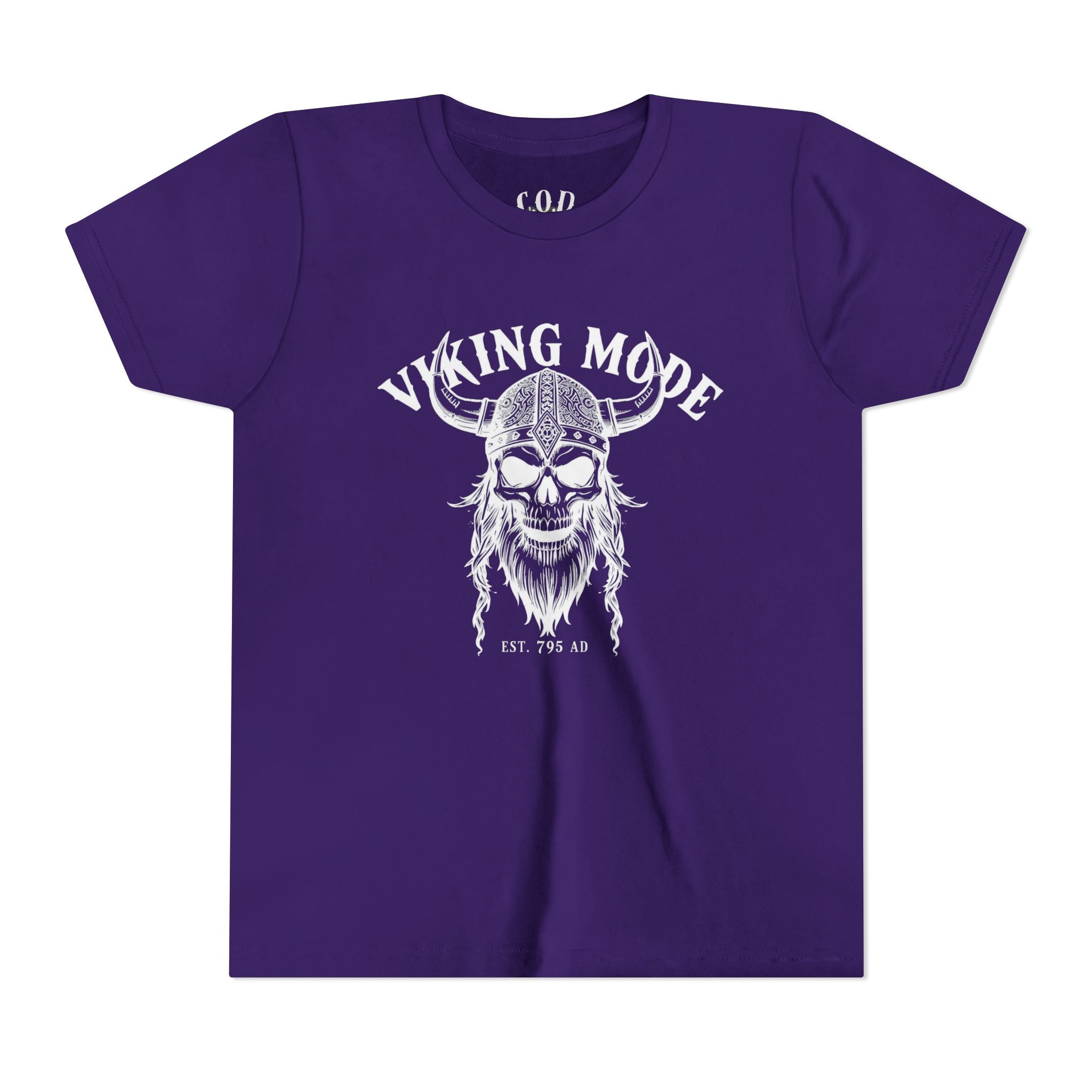 Viking Mode Youth T‑Shirt — Skull Horned Helmet Graphic Tee for Kids