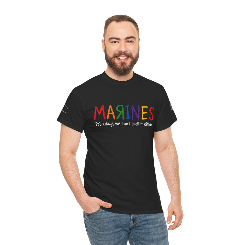 Marines Crayon Tee — “It’s okay, we can’t spell it either” Military Humor T-Shirt