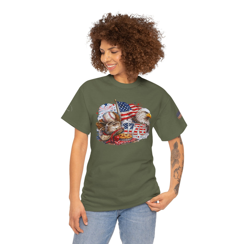 Patriotic Eagle American Flag T-Shirt — USA 1776 Military Tribute Tee
