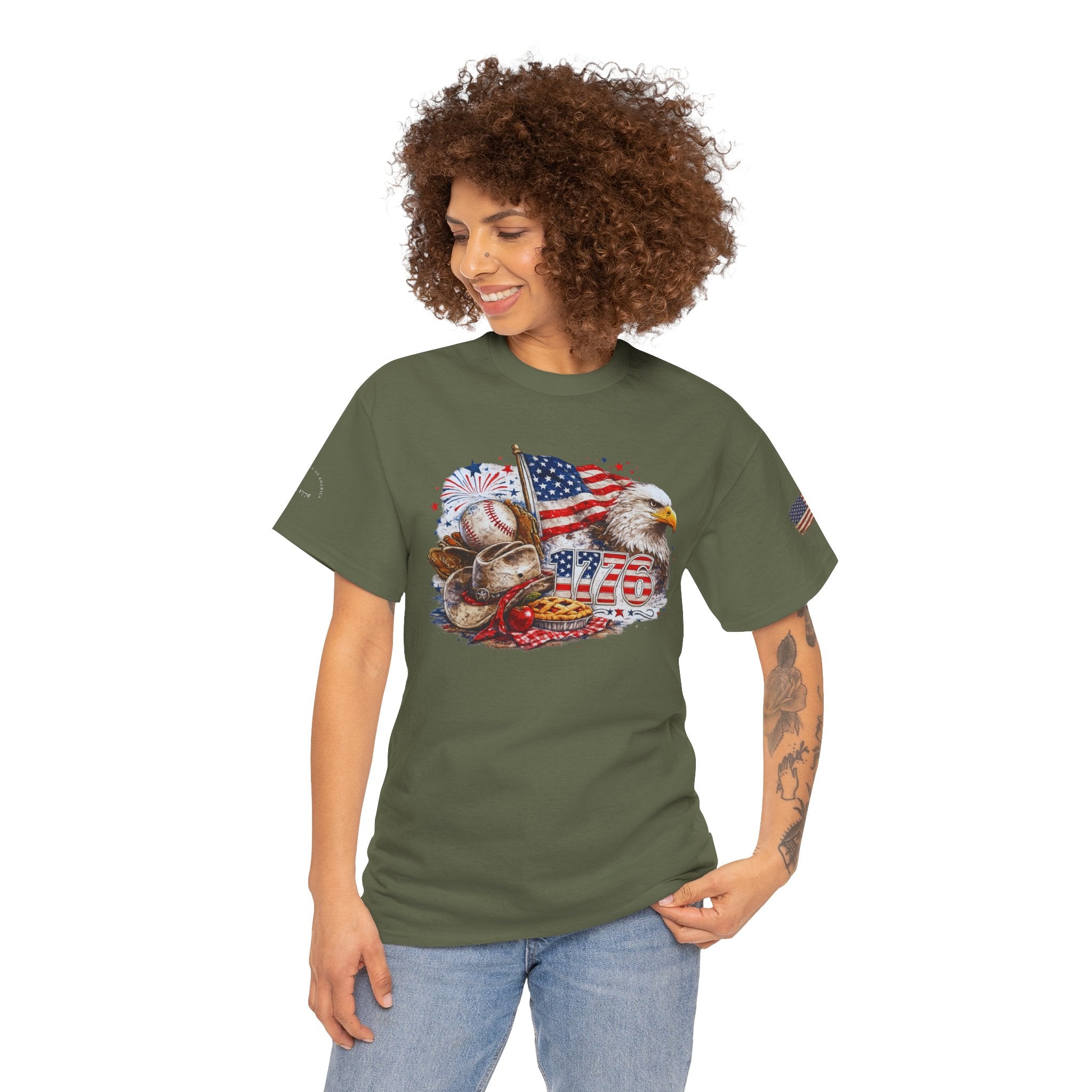 Patriotic Eagle American Flag T-Shirt — USA 1776 Military Tribute Tee