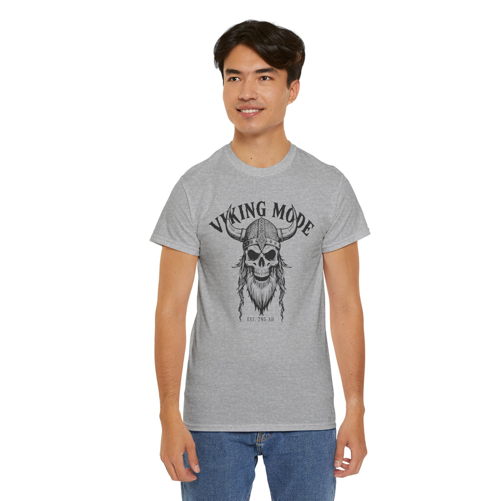 Viking Mode Skull Viking T-shirt | Norse Helmet Skull Graphic Tee
