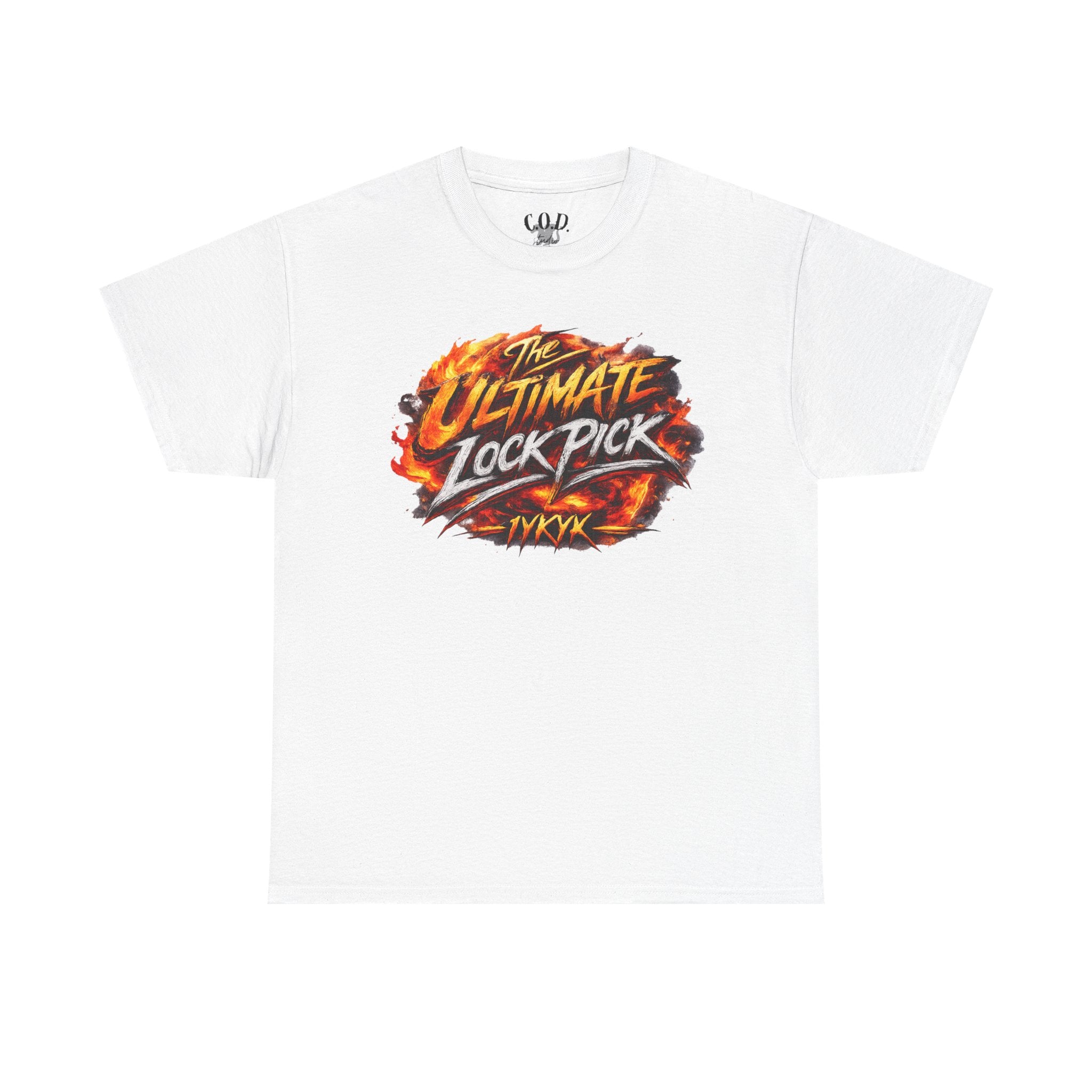 T-Shirt — "Ultimate Lock Pick" Fiery Logo Graphic Tee