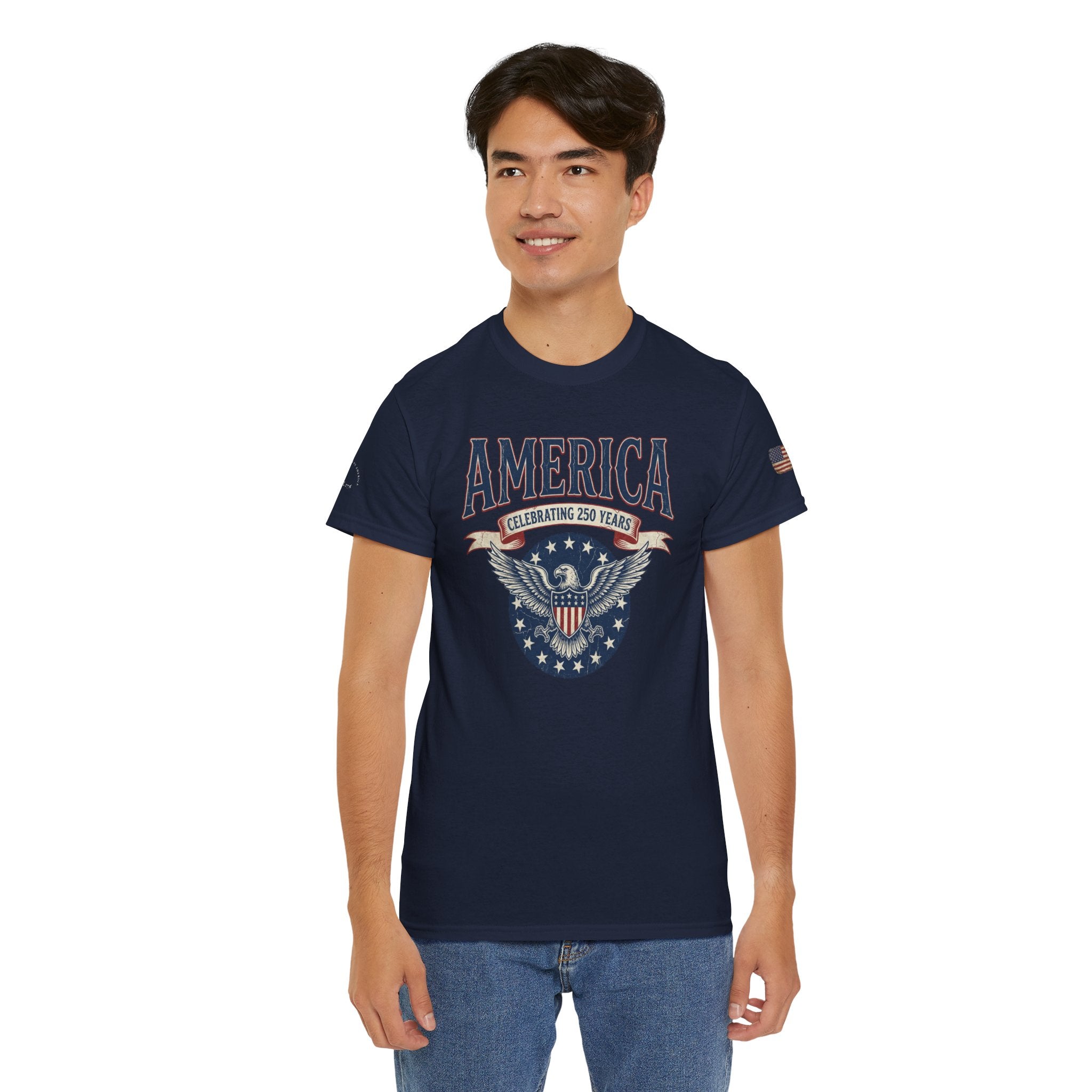 America Patriotic T‑Shirt – "America Celebrating 250 Years" Eagle Emblem