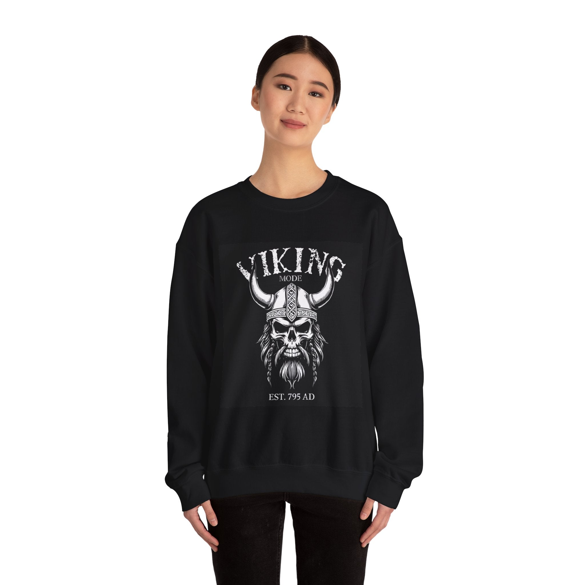 Viking Skull Helmet graphic Sweatshirt | Norse Viking Design