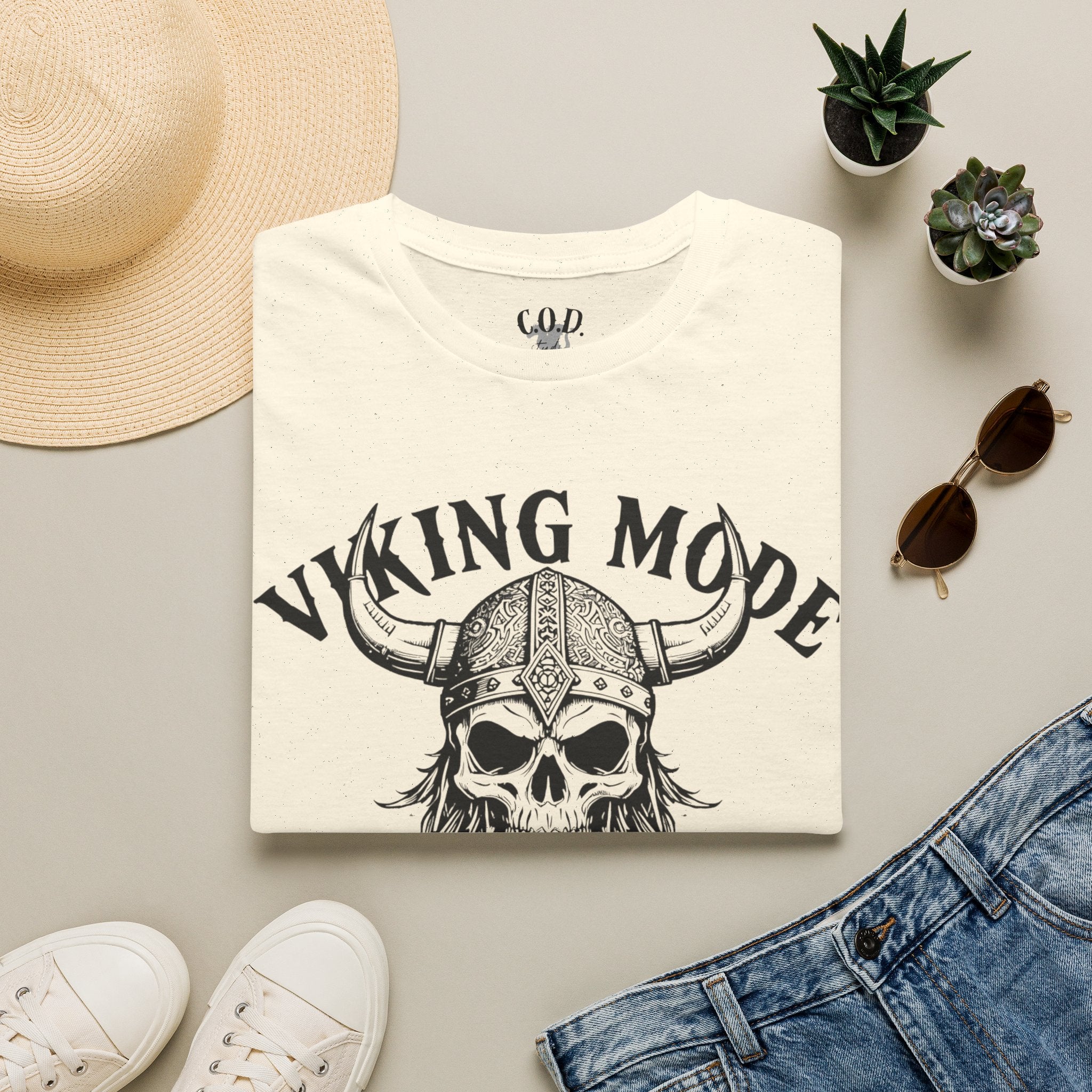 Viking Mode T-Shirt — Skull Horned Helmet Graphic
