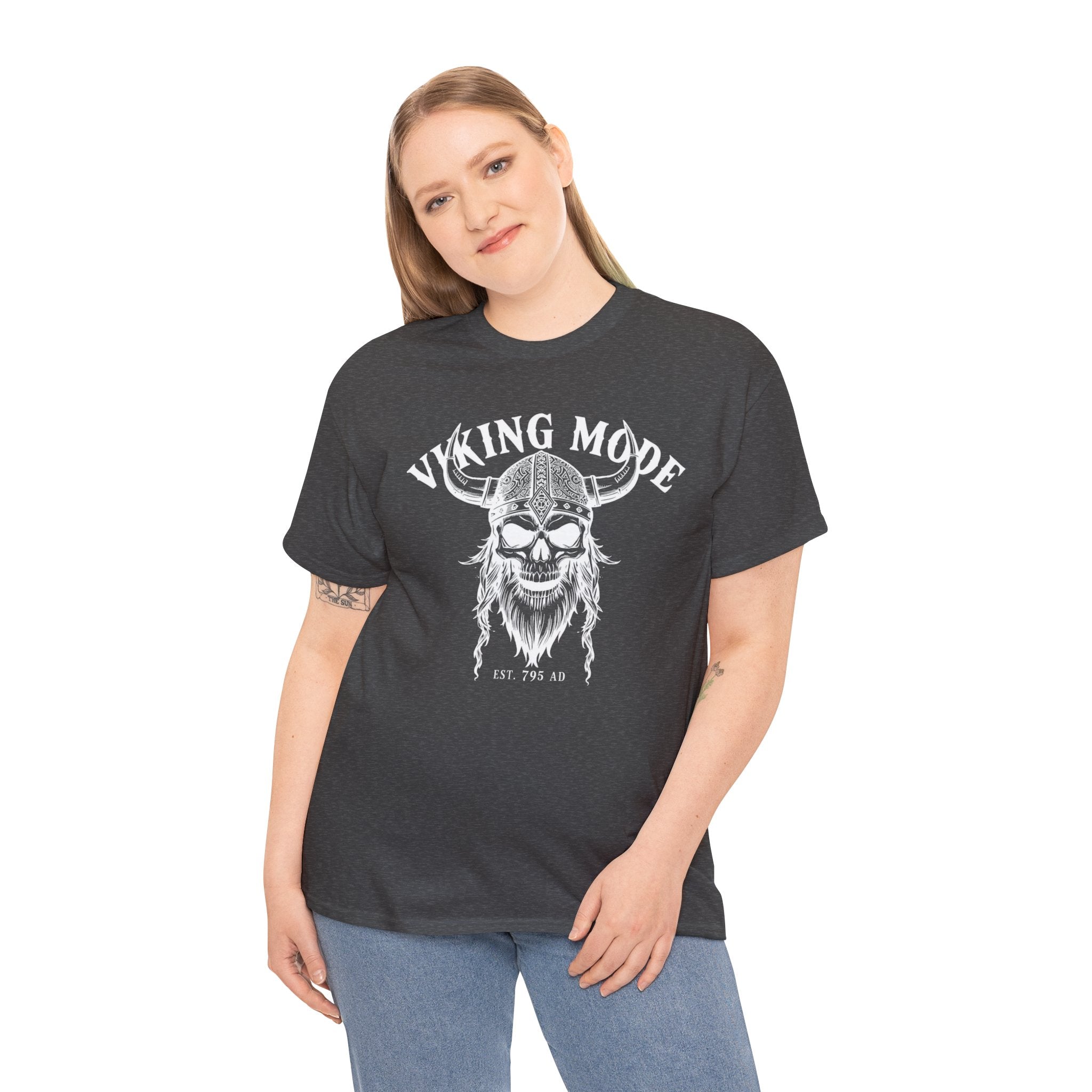 Viking Mode Skull Viking T-shirt | Norse Helmet Skull Graphic Tee