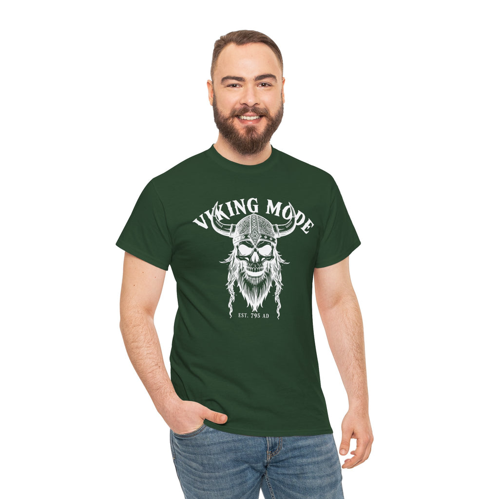 Viking Mode Skull Viking T-shirt | Norse Helmet Skull Graphic Tee
