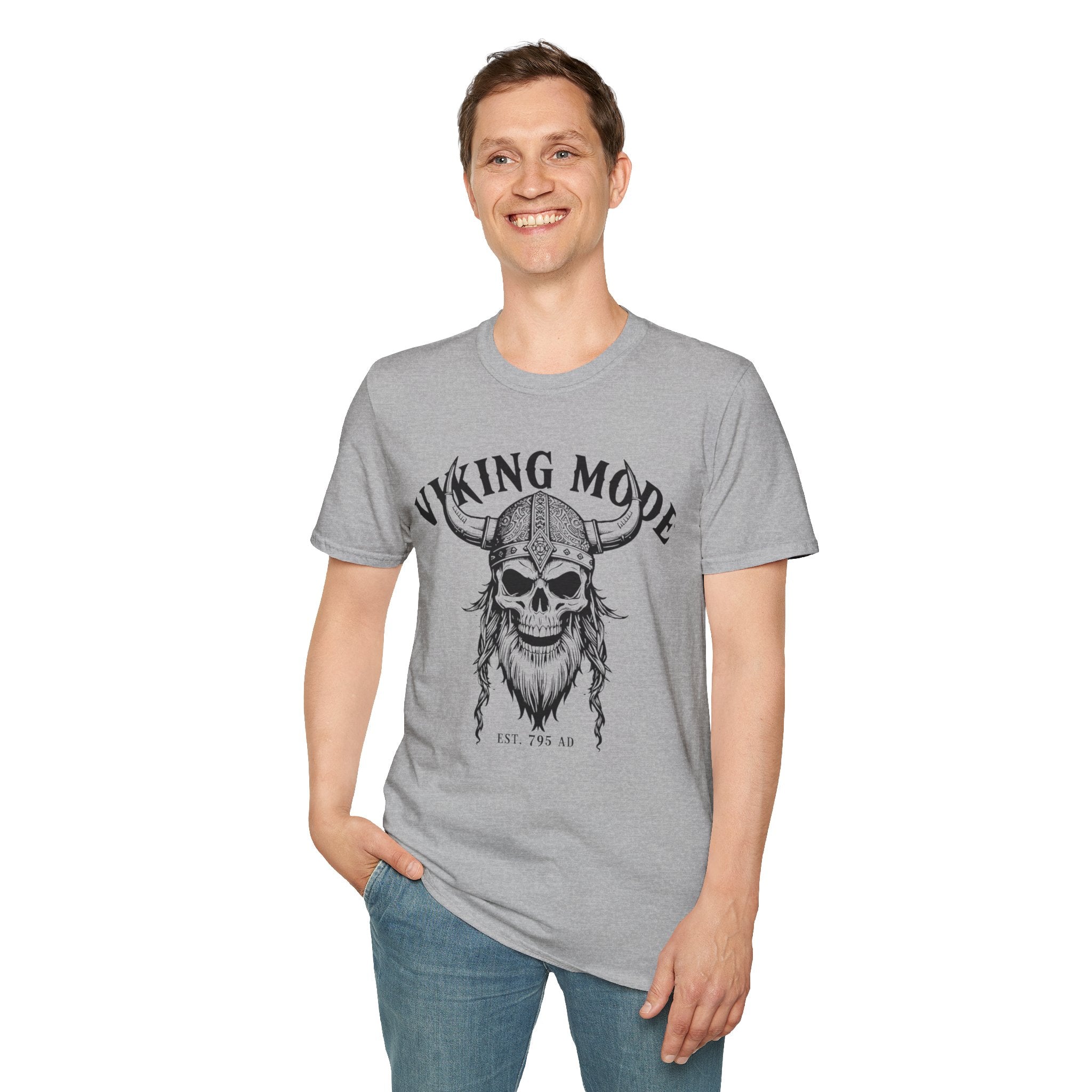 Viking Mode T-Shirt — Skull Horned Helmet Graphic