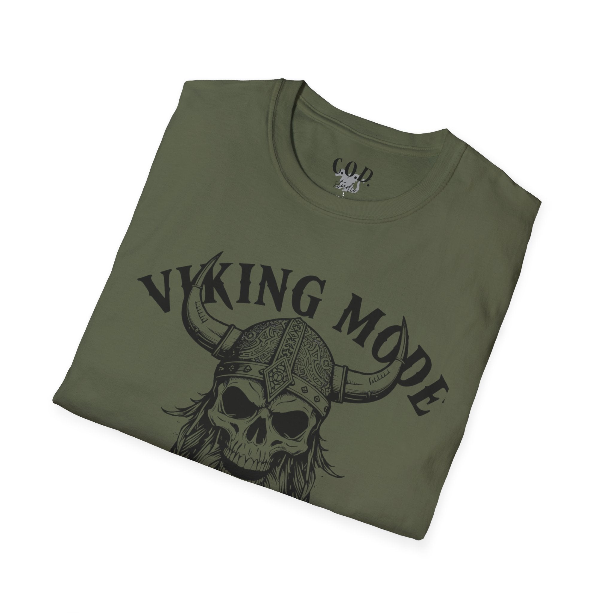 Viking Mode T-Shirt — Skull Horned Helmet Graphic