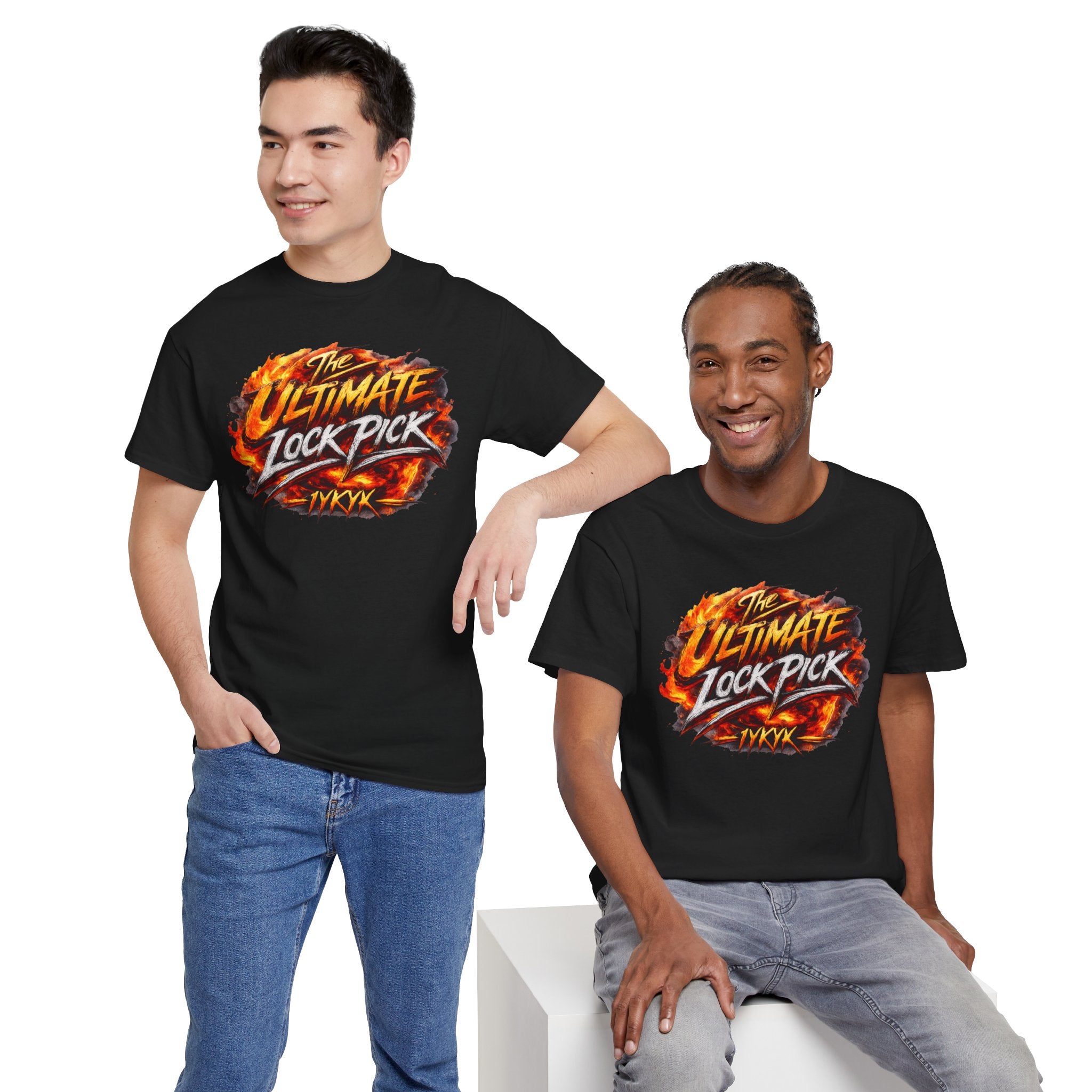 T-Shirt — "Ultimate Lock Pick" Fiery Logo Graphic Tee
