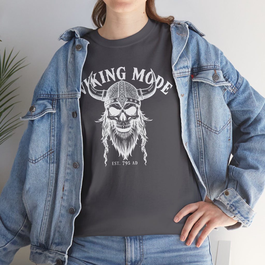 Viking Mode Skull Viking T-shirt | Norse Helmet Skull Graphic Tee