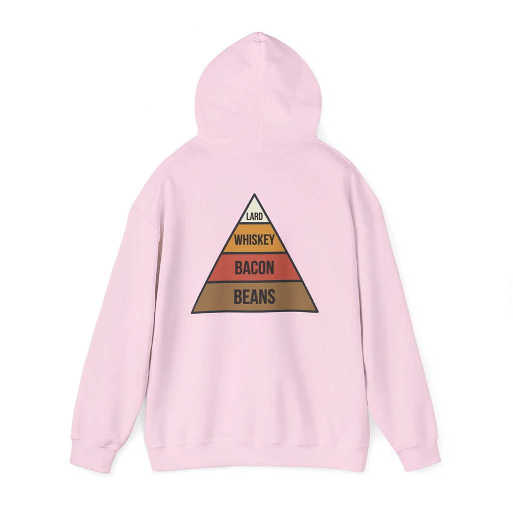 Food Pyramid Design Hoodie | Beans Bacon Whiskey Lard Illustration