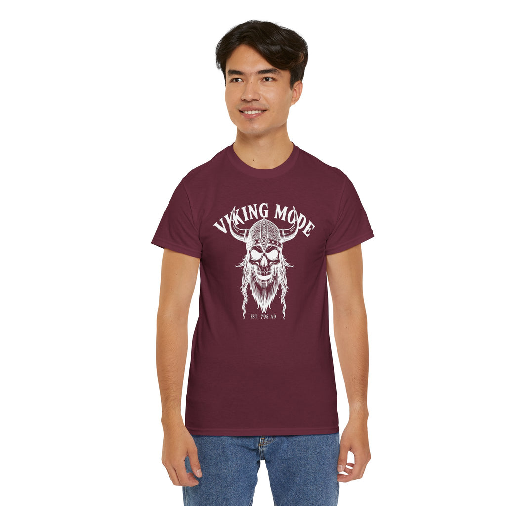 Viking Mode Skull Viking T-shirt | Norse Helmet Skull Graphic Tee