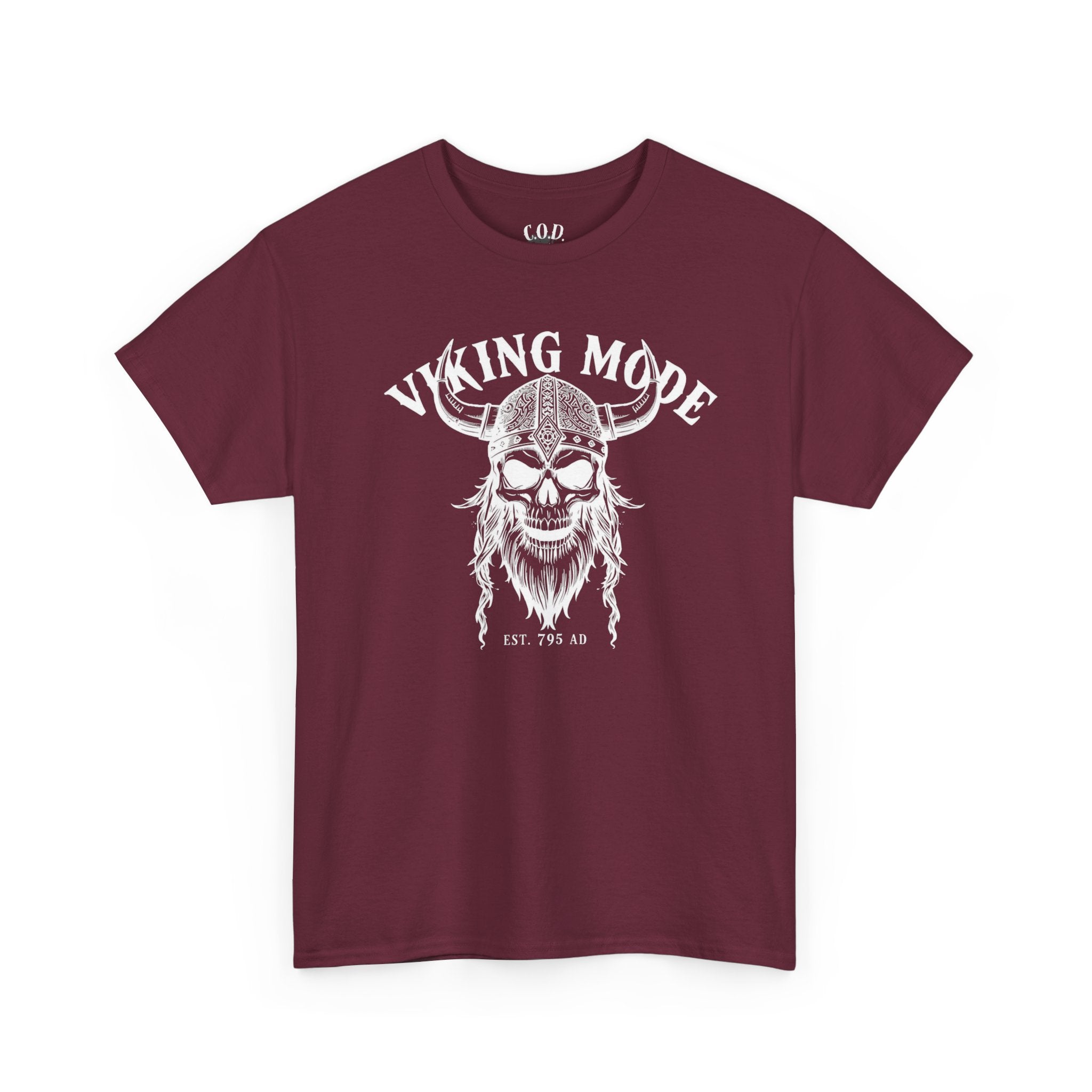 Viking Mode Skull Viking T-shirt | Norse Helmet Skull Graphic Tee