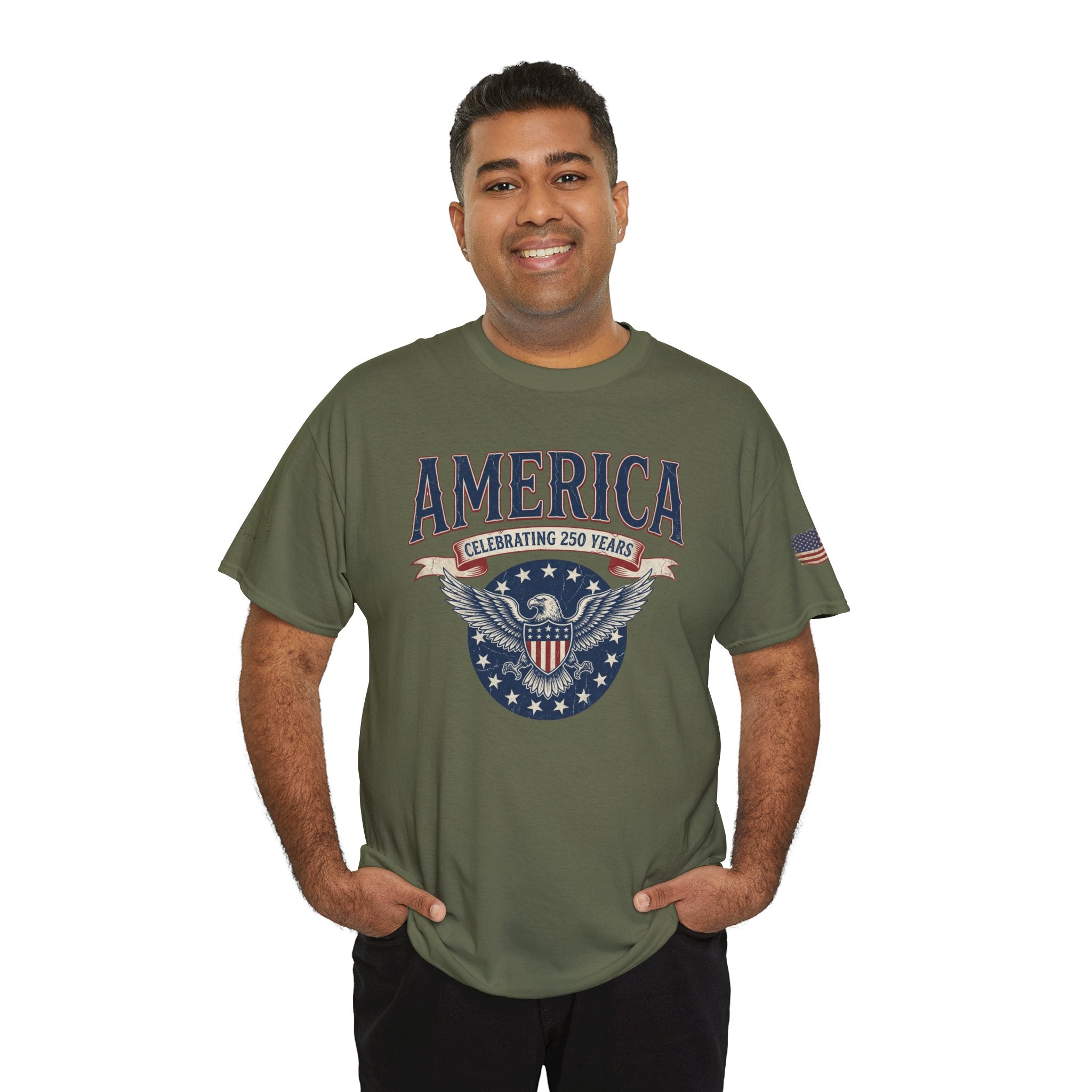 America Patriotic T‑Shirt – "America Celebrating 250 Years" Eagle Emblem