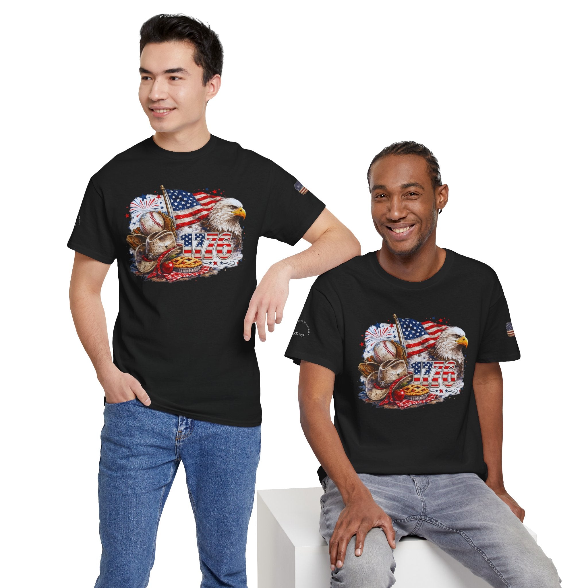 Patriotic Eagle American Flag T-Shirt — USA 1776 Military Tribute Tee