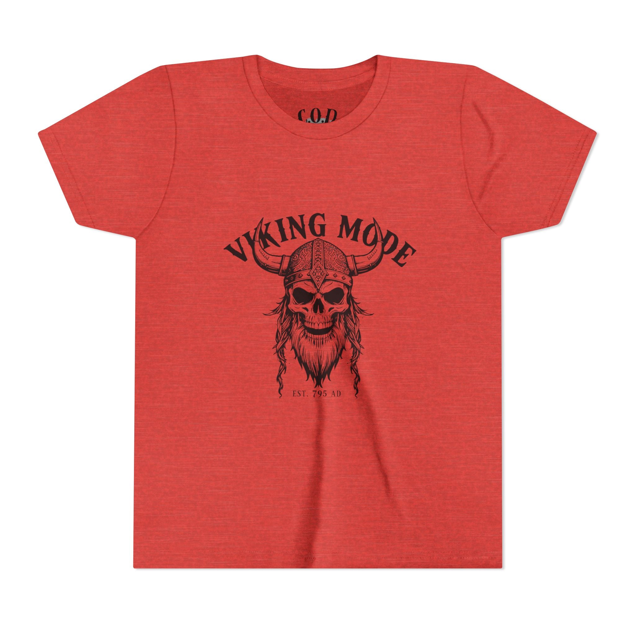 Viking Mode Youth T‑Shirt — Skull Horned Helmet Graphic Tee for Kids