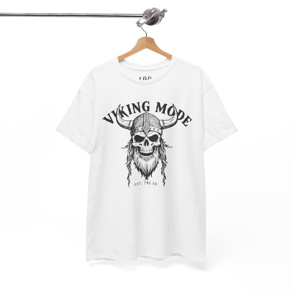 Viking Mode Skull Viking T-shirt | Norse Helmet Skull Graphic Tee