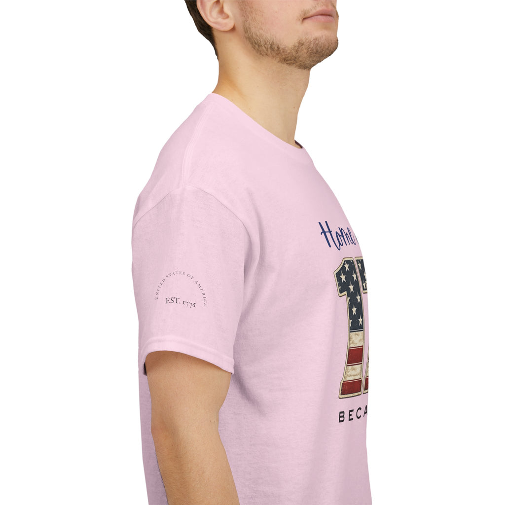 1776 American Flag Tee — "Home of the Free, Because of the Brave" Patriotic T-Shirt