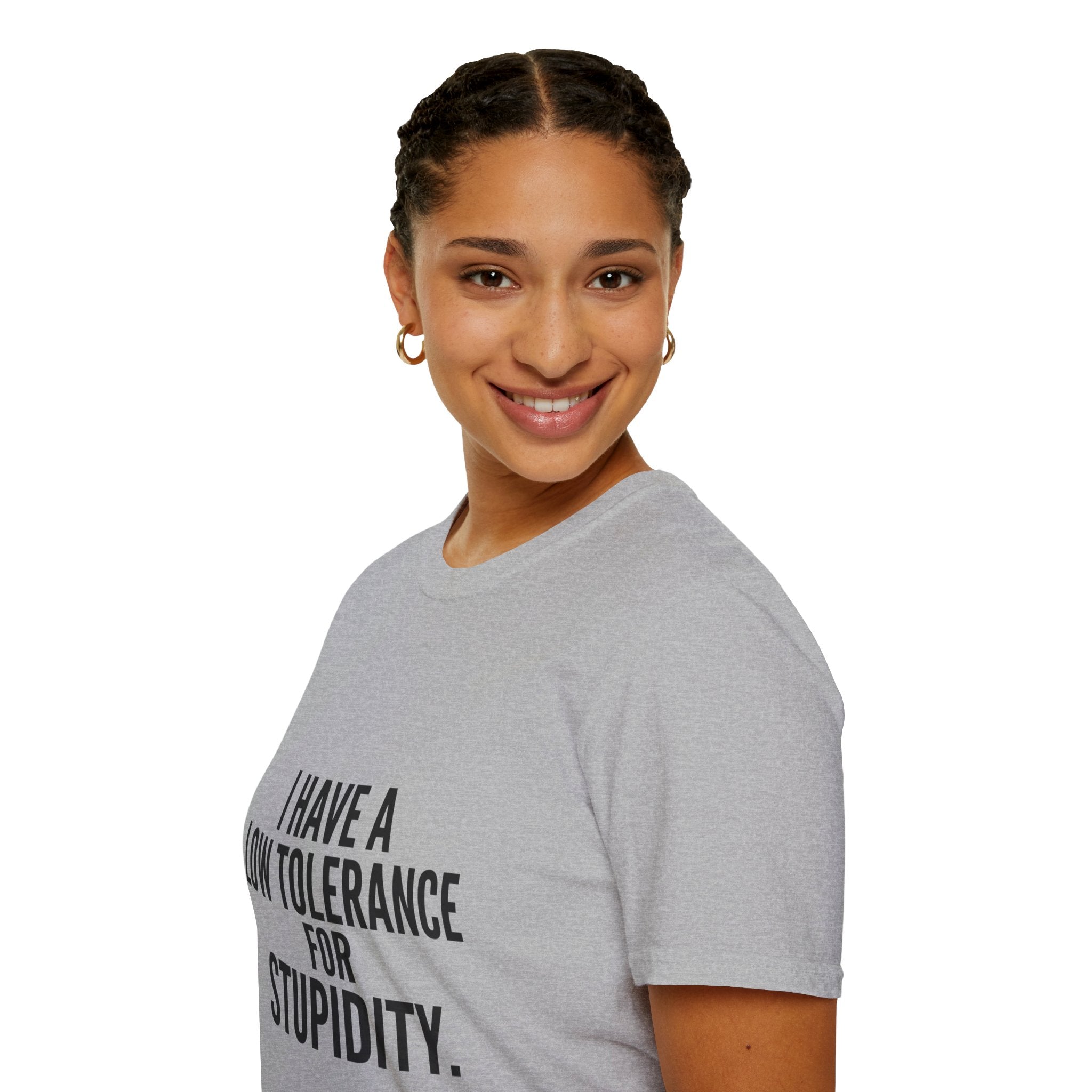 Graphic T-Shirt — "I Have a Low Tolerance for Stupidity" Bold Statement Tee
