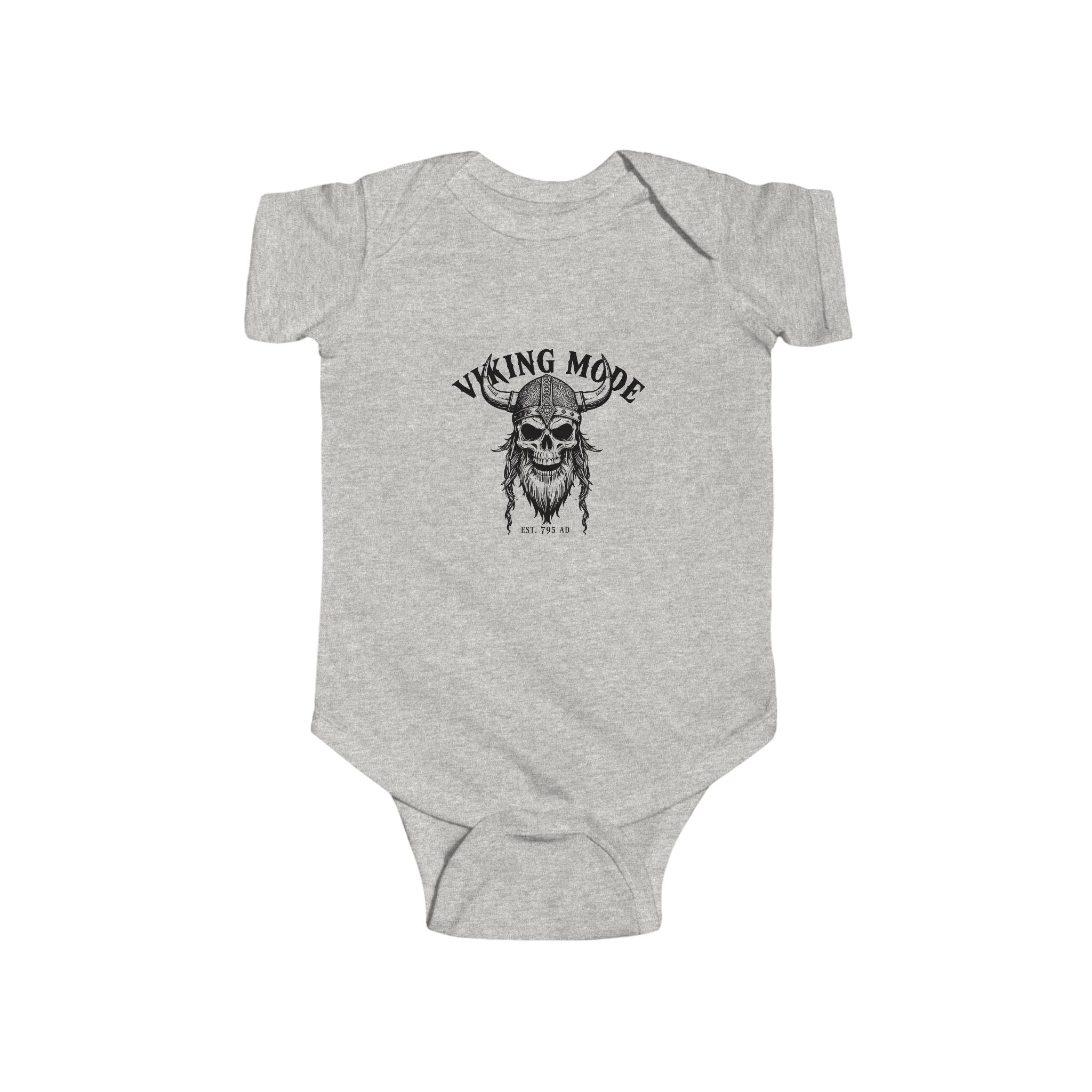 Viking Mode Skull with Horned Helmet Bodysuit | Baby Onesie