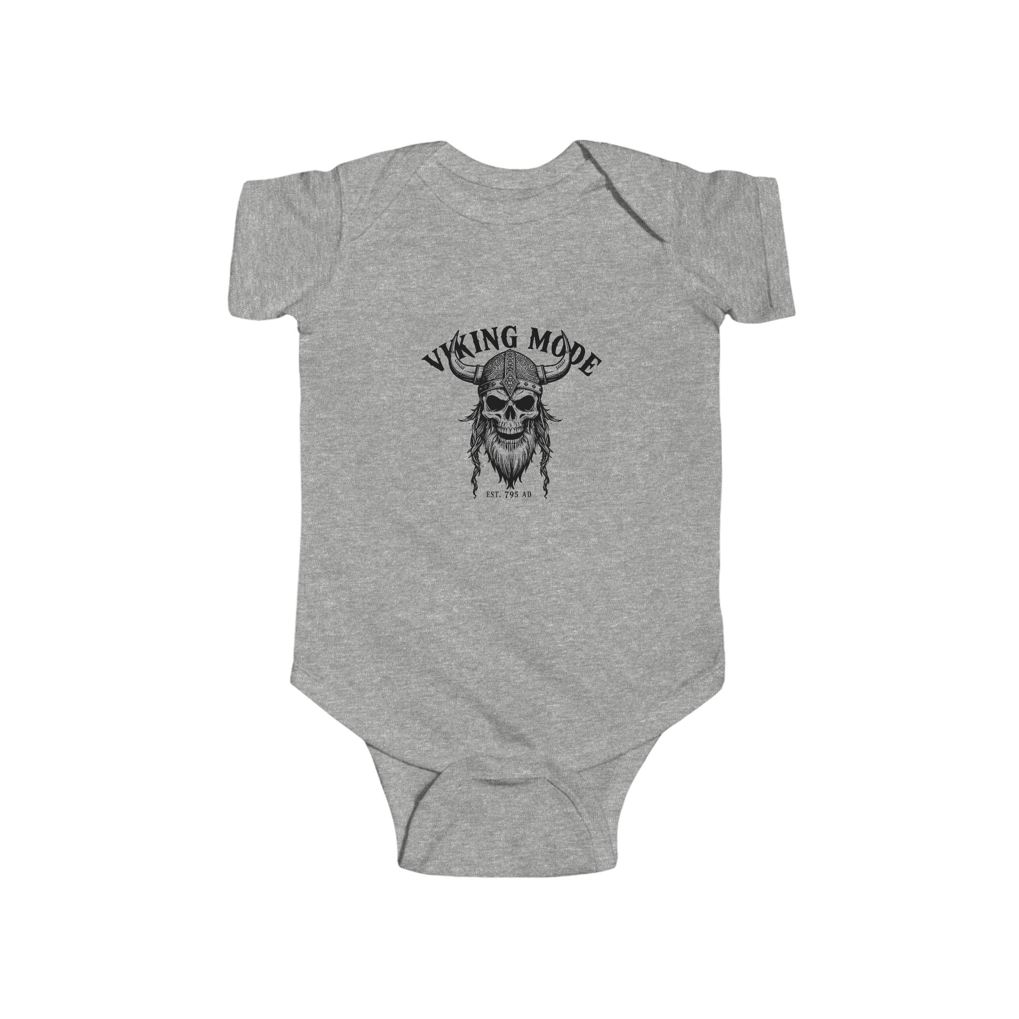Viking Mode Skull with Horned Helmet Bodysuit | Baby Onesie
