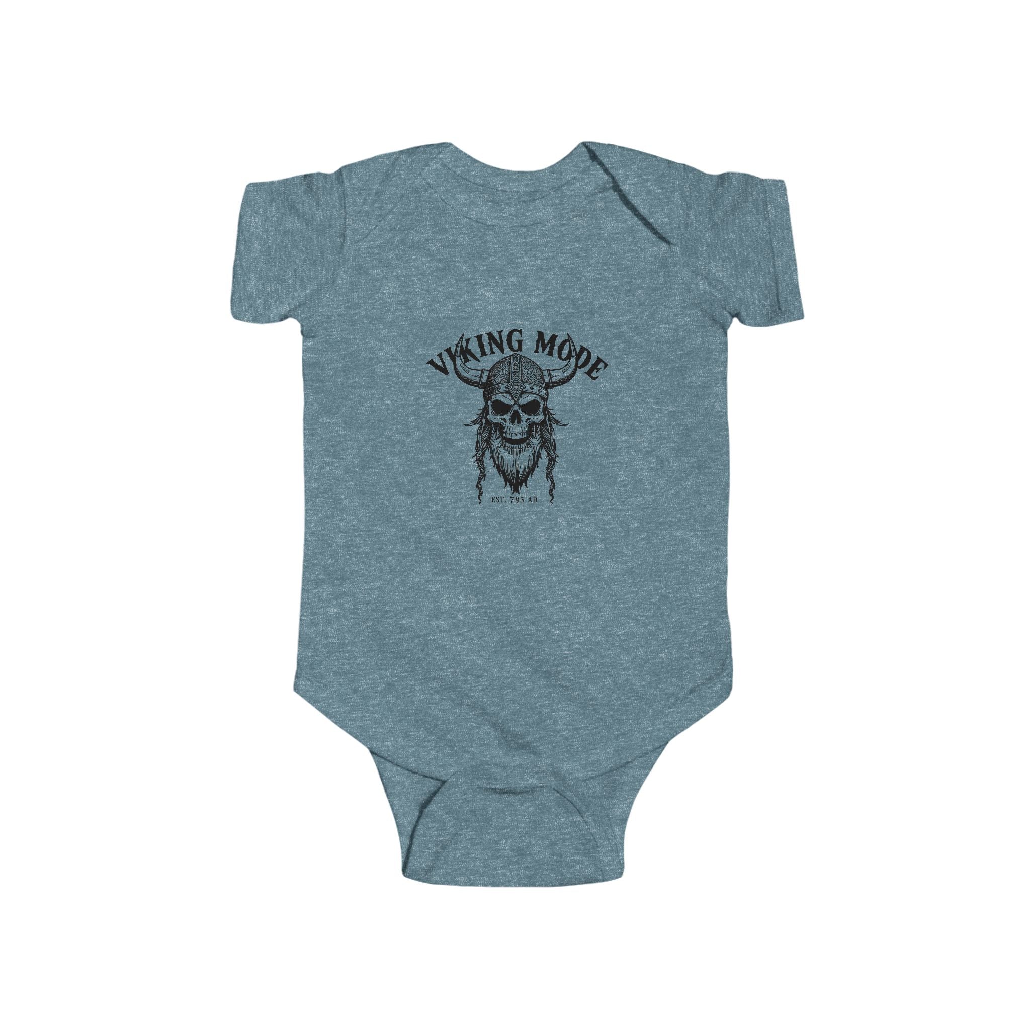 Viking Mode Skull with Horned Helmet Bodysuit | Baby Onesie
