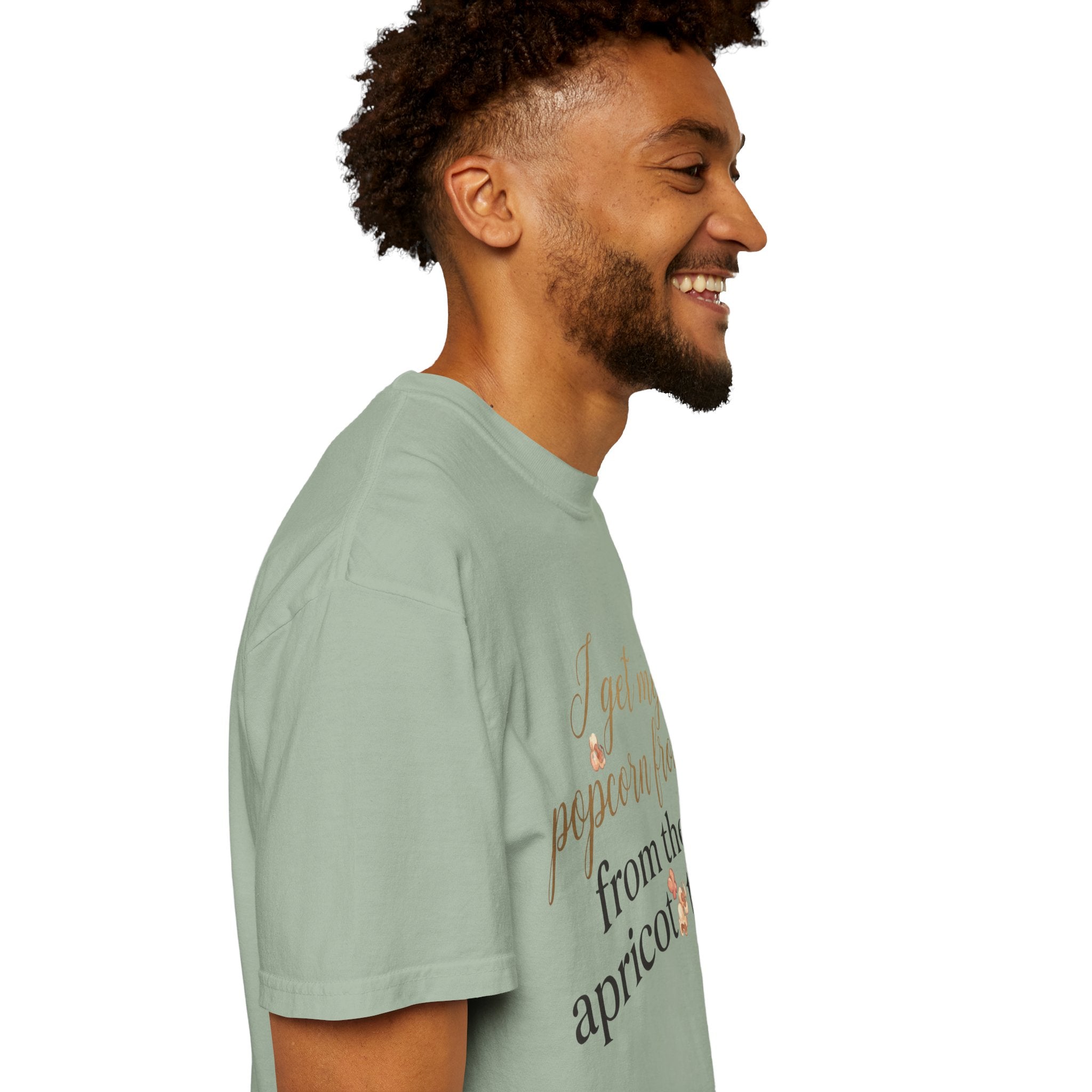 T-Shirt — “I Get My Popcorn From The Apricot Tree” Script Graphic Tee | Hymns | LDS |