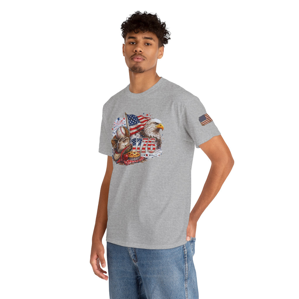 Patriotic Eagle American Flag T-Shirt — USA 1776 Military Tribute Tee