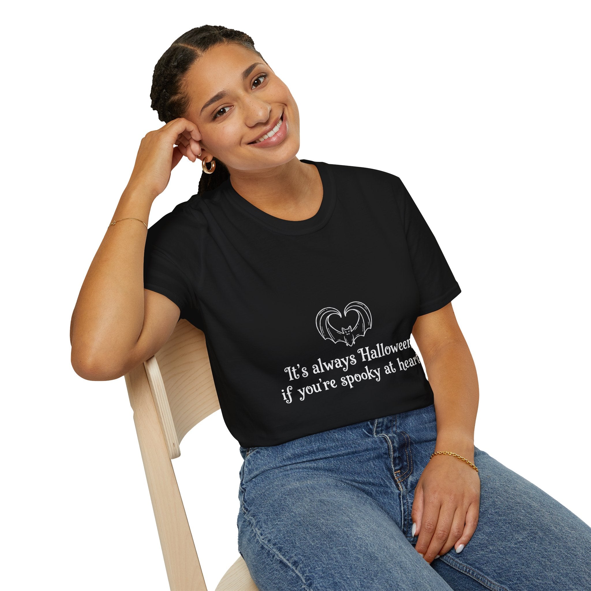 Halloween Bat Heart T-Shirt — "It's Always Halloween If You're Spooky at Heart"