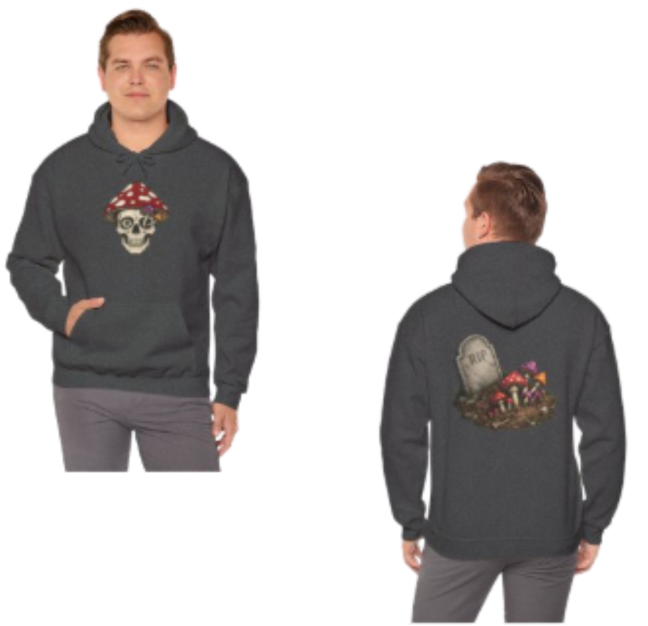 Mushroom Skull Hoodie — Gothic Mushroom Graveyard RIP Pullover
