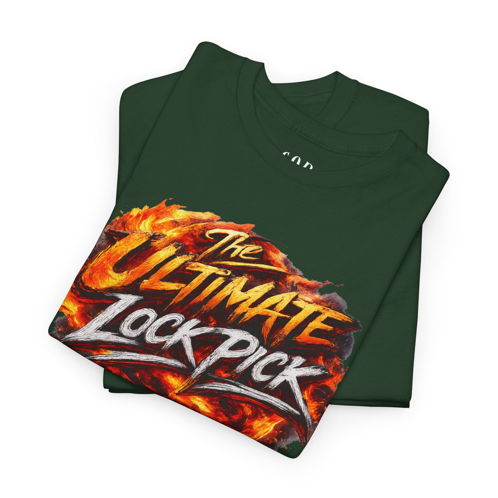T-Shirt — "Ultimate Lock Pick" Fiery Logo Graphic Tee