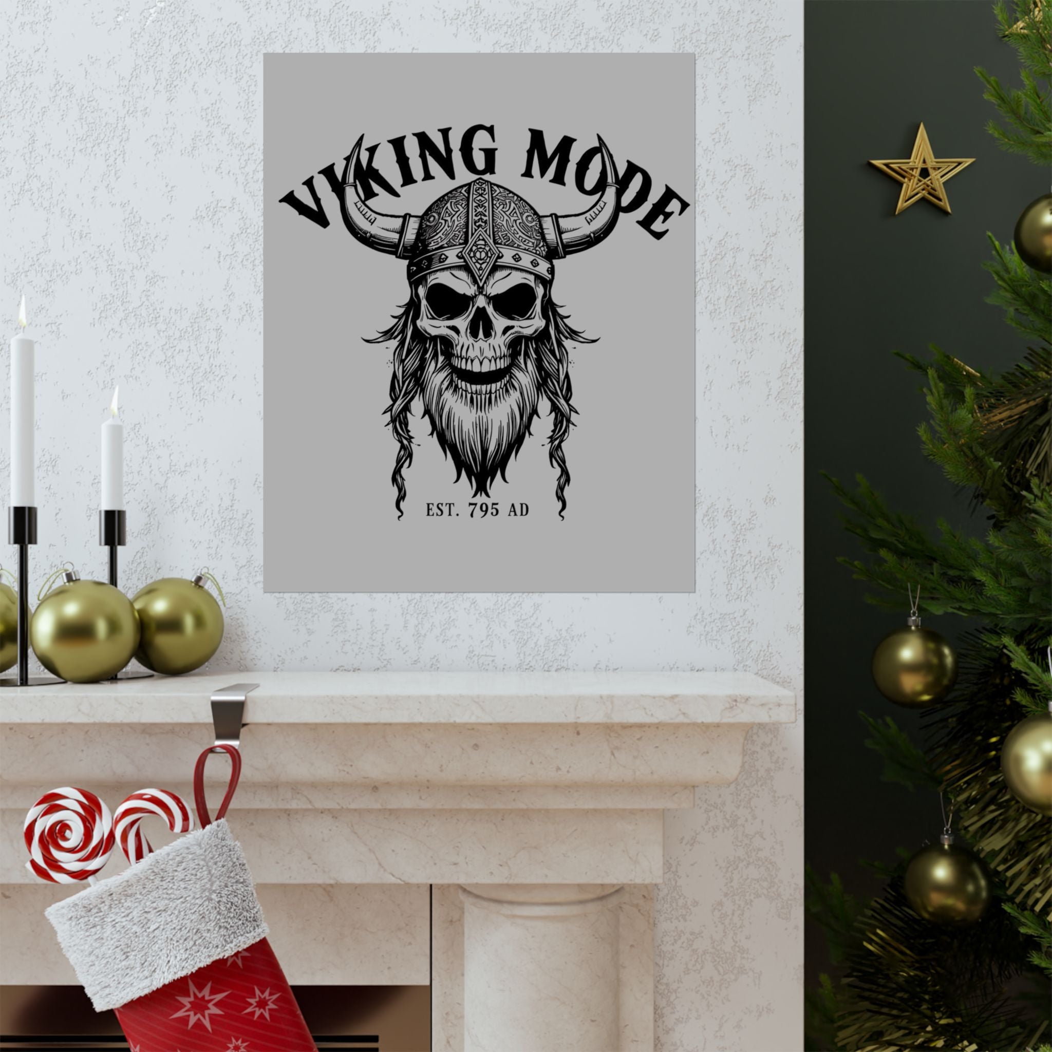 Viking Mode Skull Poster | Matte Vertical Poster