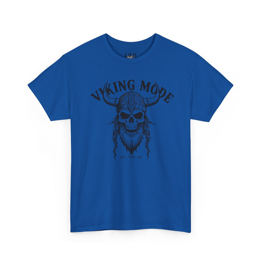 Viking Mode Skull Viking T-shirt | Norse Helmet Skull Graphic Tee