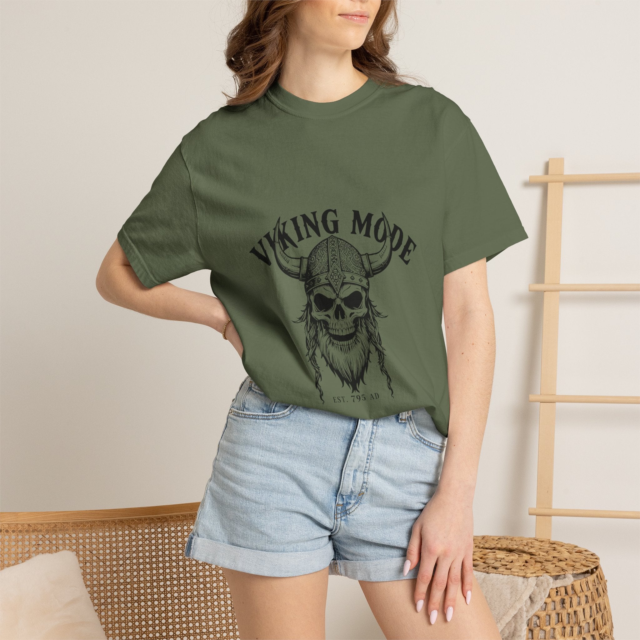 Viking Mode Skull Viking T-shirt | Norse Helmet Skull Graphic Tee
