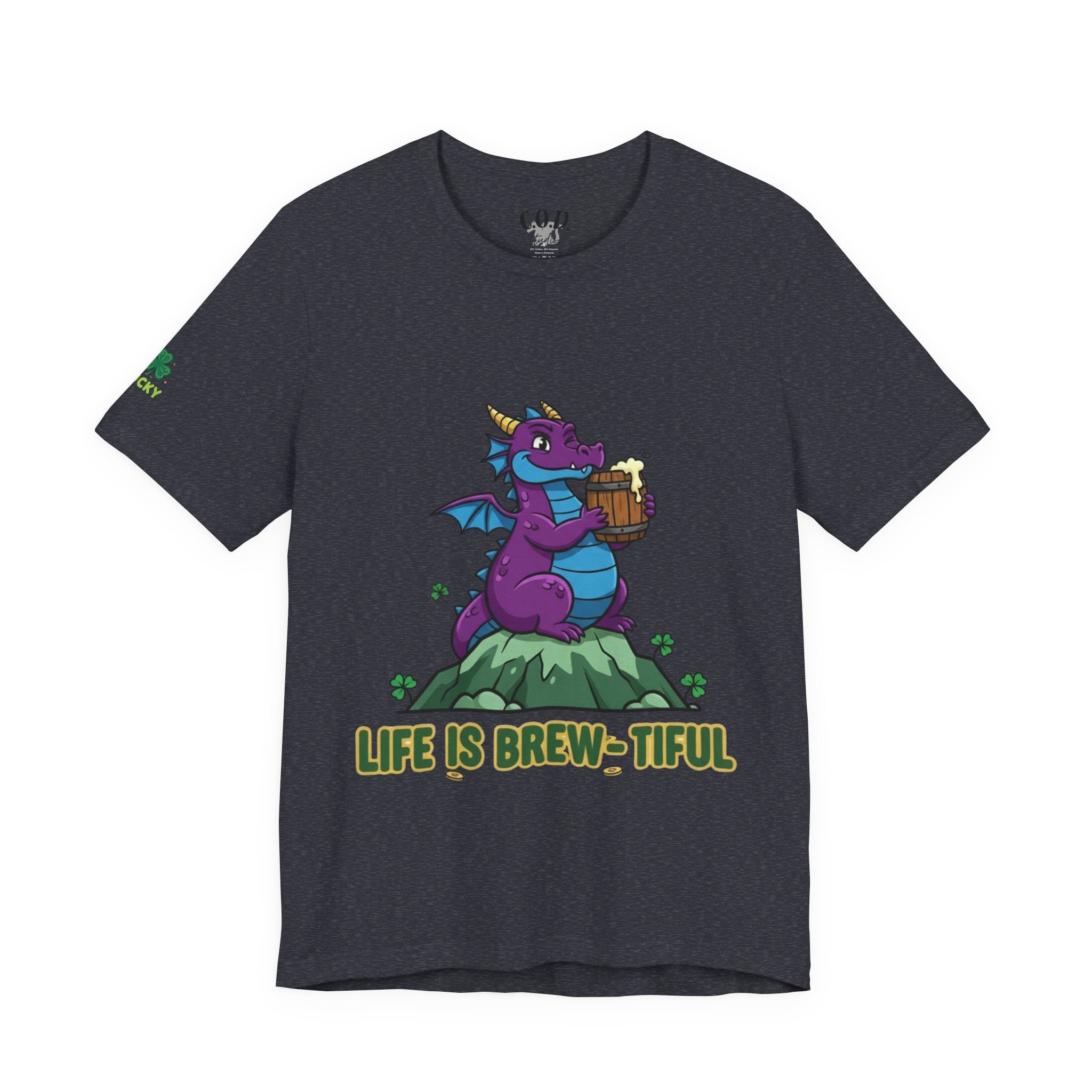 Purple Dragon Holding Beer Tee | Life Is Brew-tiful St. Patrick's Shirt