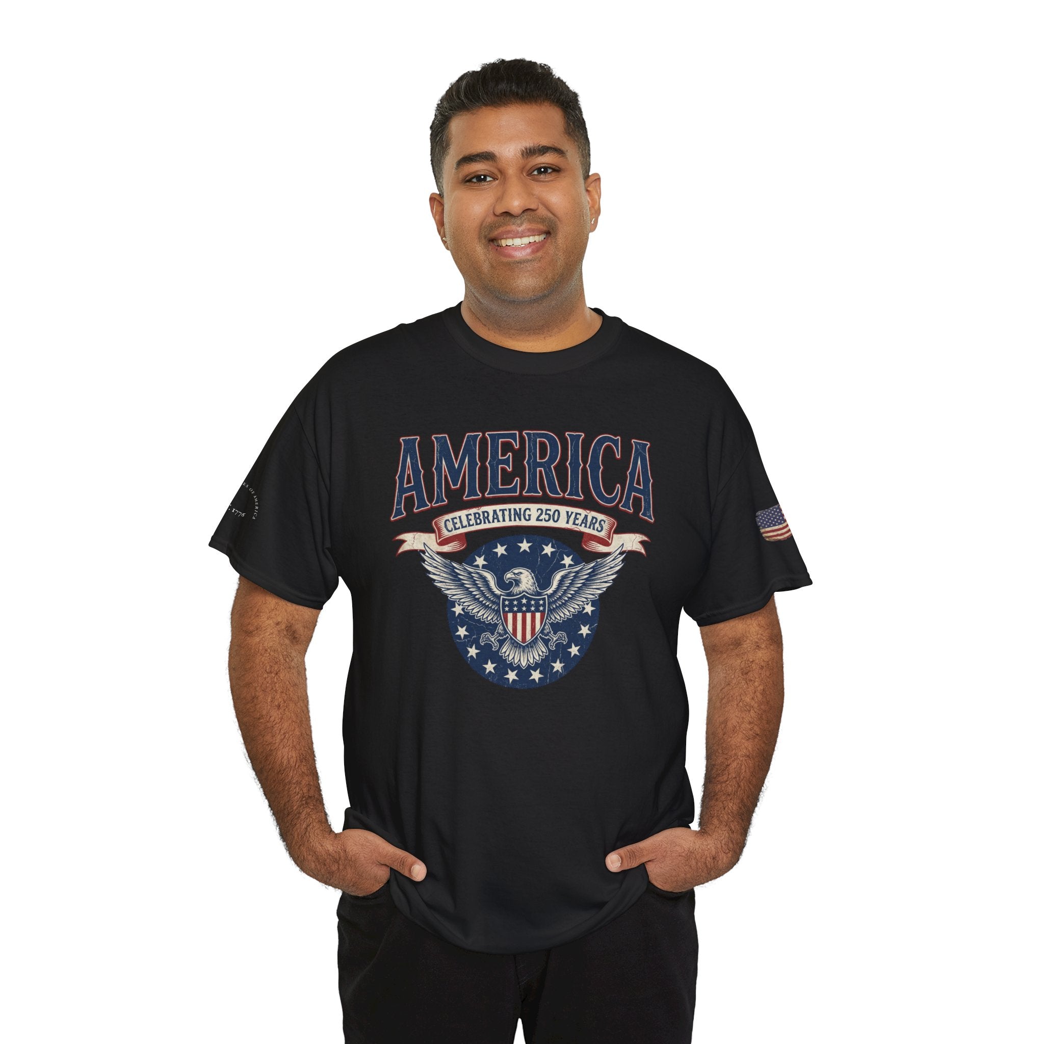 America Patriotic T‑Shirt – "America Celebrating 250 Years" Eagle Emblem