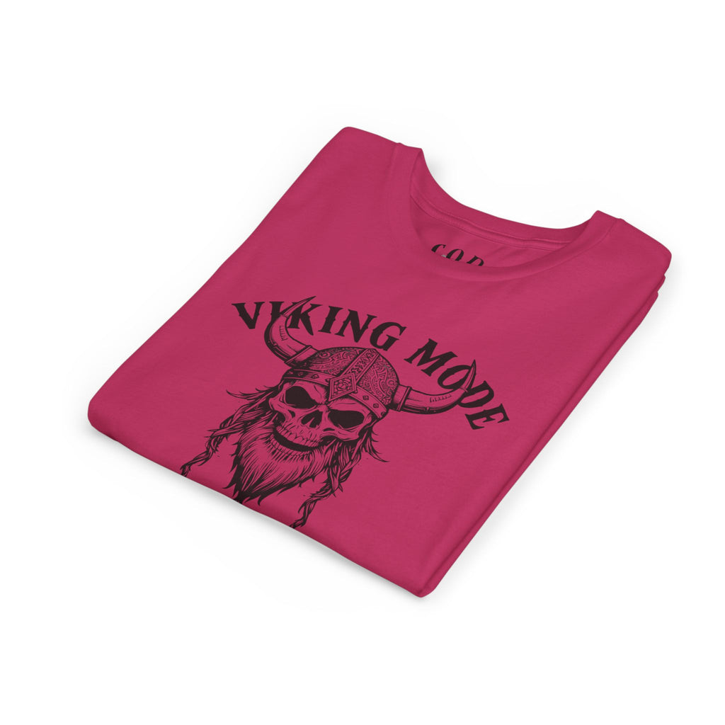 Viking Mode Youth T‑Shirt — Skull Horned Helmet Graphic Tee for Kids