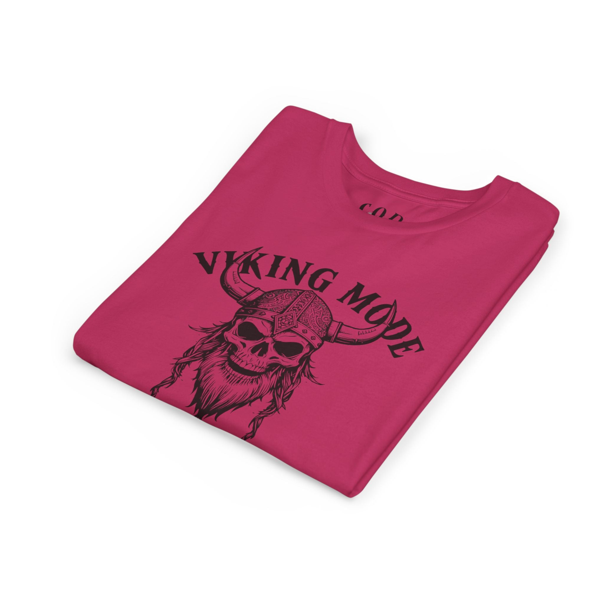 Viking Mode Youth T‑Shirt — Skull Horned Helmet Graphic Tee for Kids