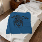 Viking Mode Skull with Horned Helmet Velveteen Blanket | Norse Warrior Design