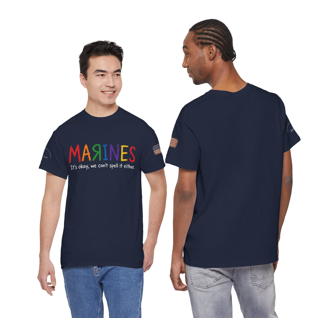 Marines Crayon Tee — “It’s okay, we can’t spell it either” Military Humor T-Shirt