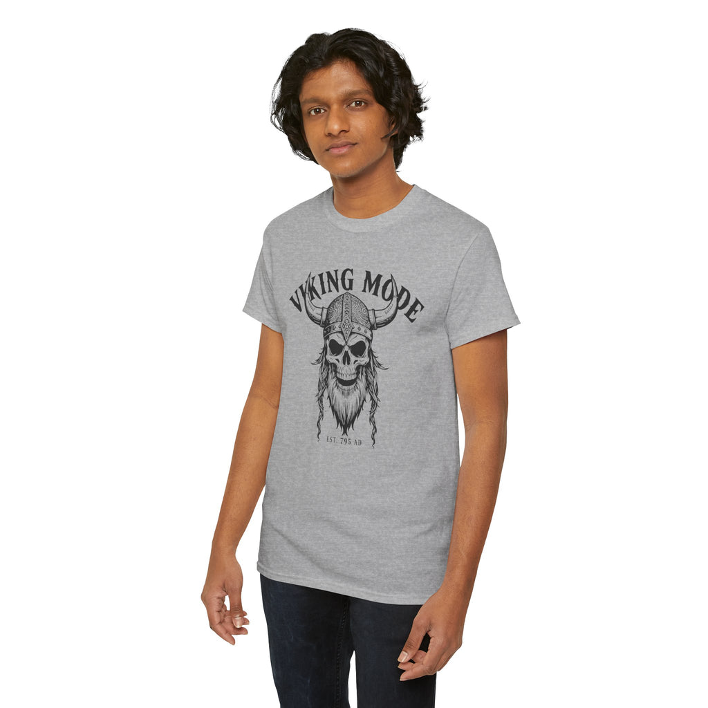 Viking Mode Skull Viking T-shirt | Norse Helmet Skull Graphic Tee