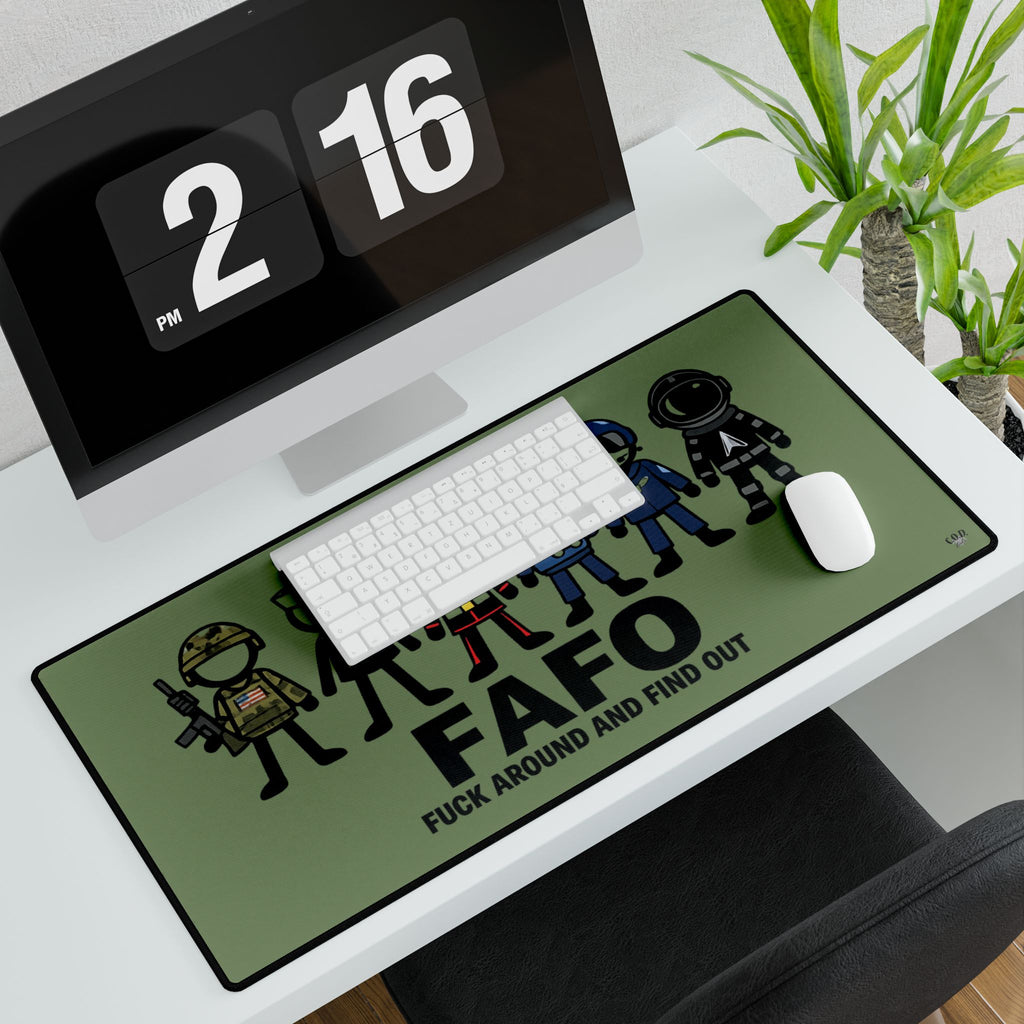 FAFO Military Crew Desk Mat — "Fuck Around and Find Out" Tactical Gaming/Office Mousepad