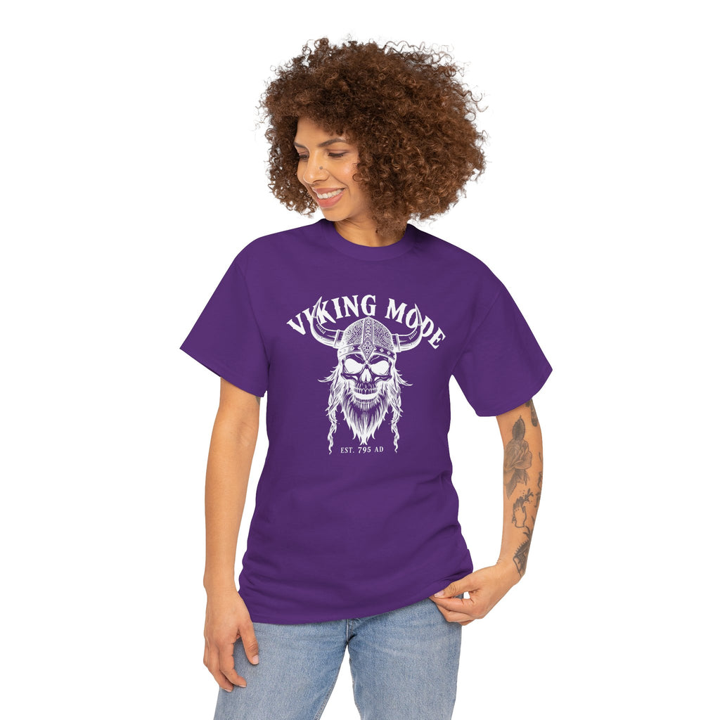 Viking Mode Skull Viking T-shirt | Norse Helmet Skull Graphic Tee