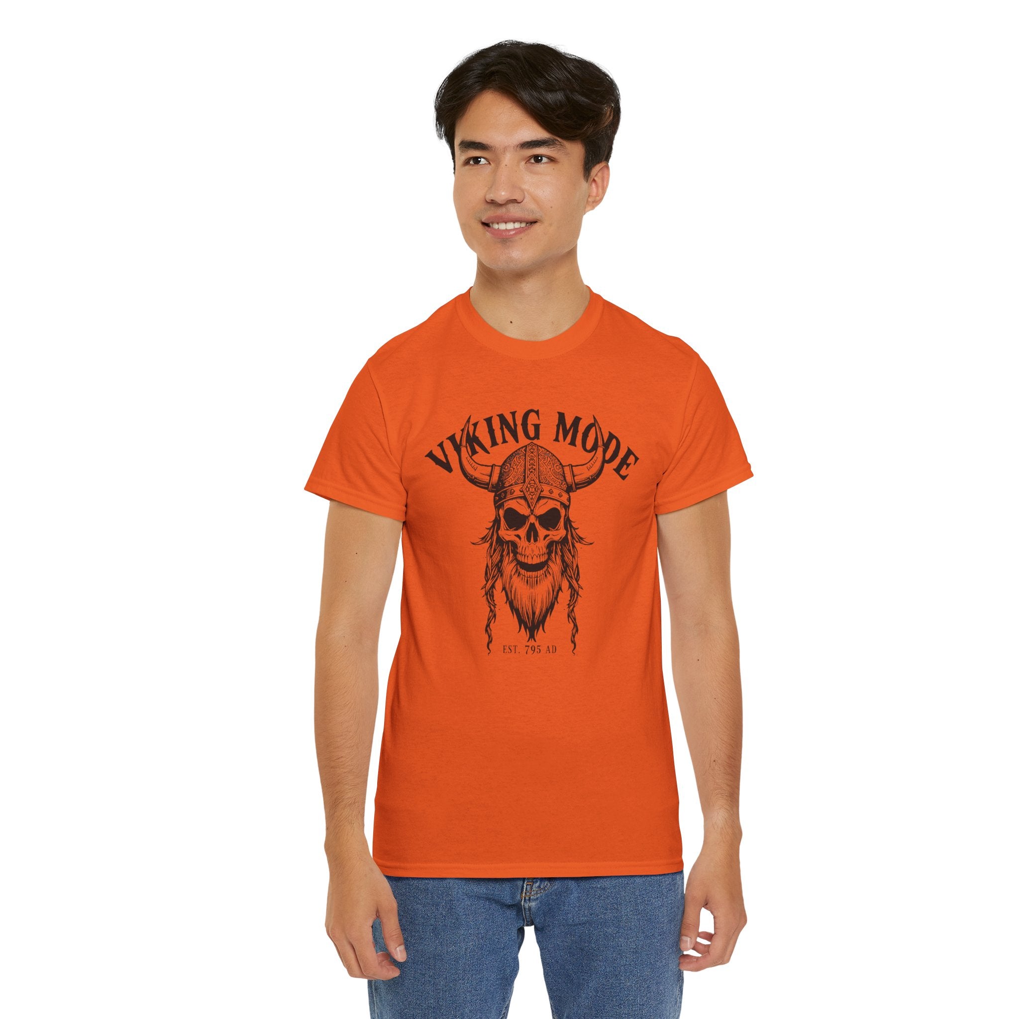 Viking Mode Skull Viking T-shirt | Norse Helmet Skull Graphic Tee