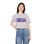 USA Tie-Dye Puff Letter Crop Tee