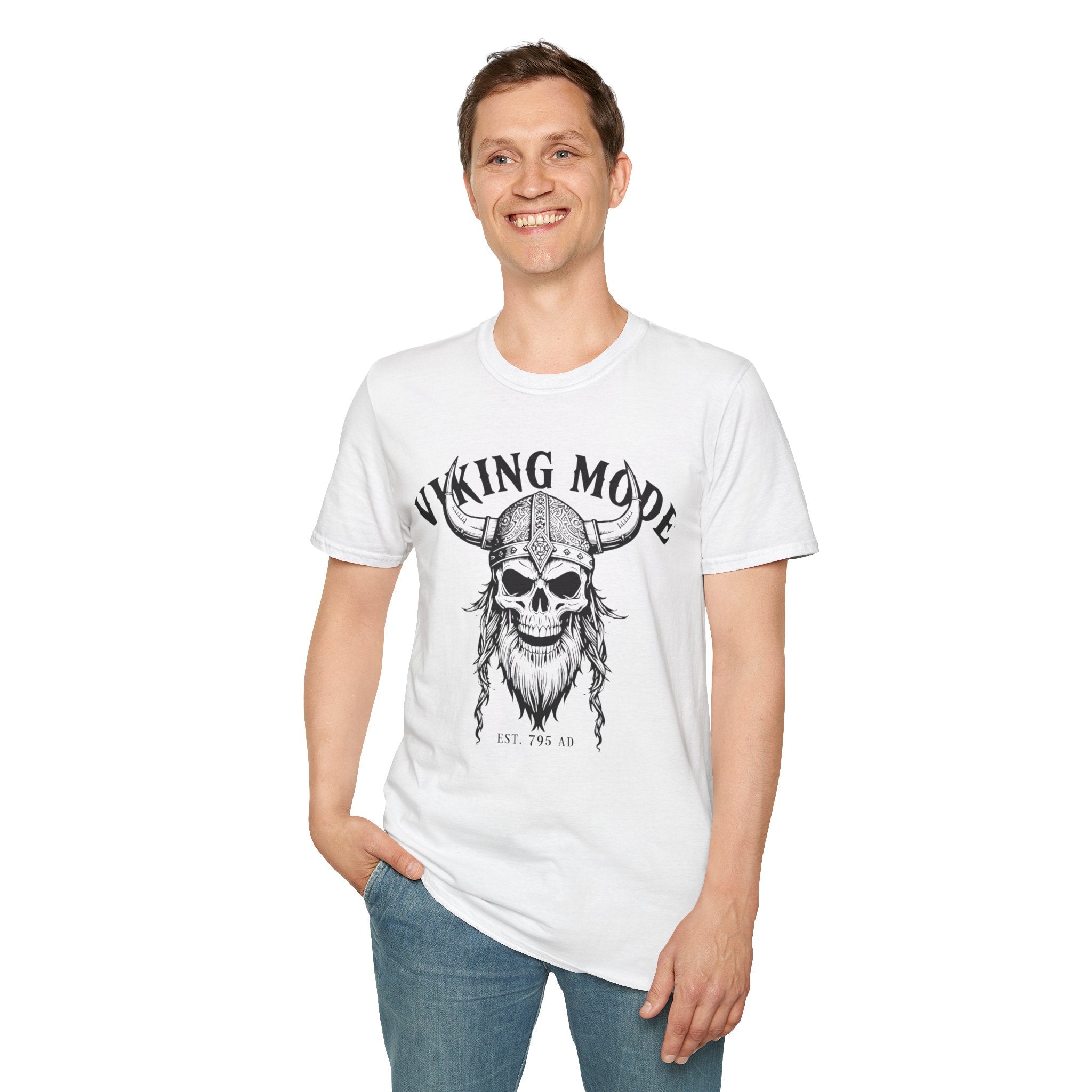 Viking Mode T-Shirt — Skull Horned Helmet Graphic