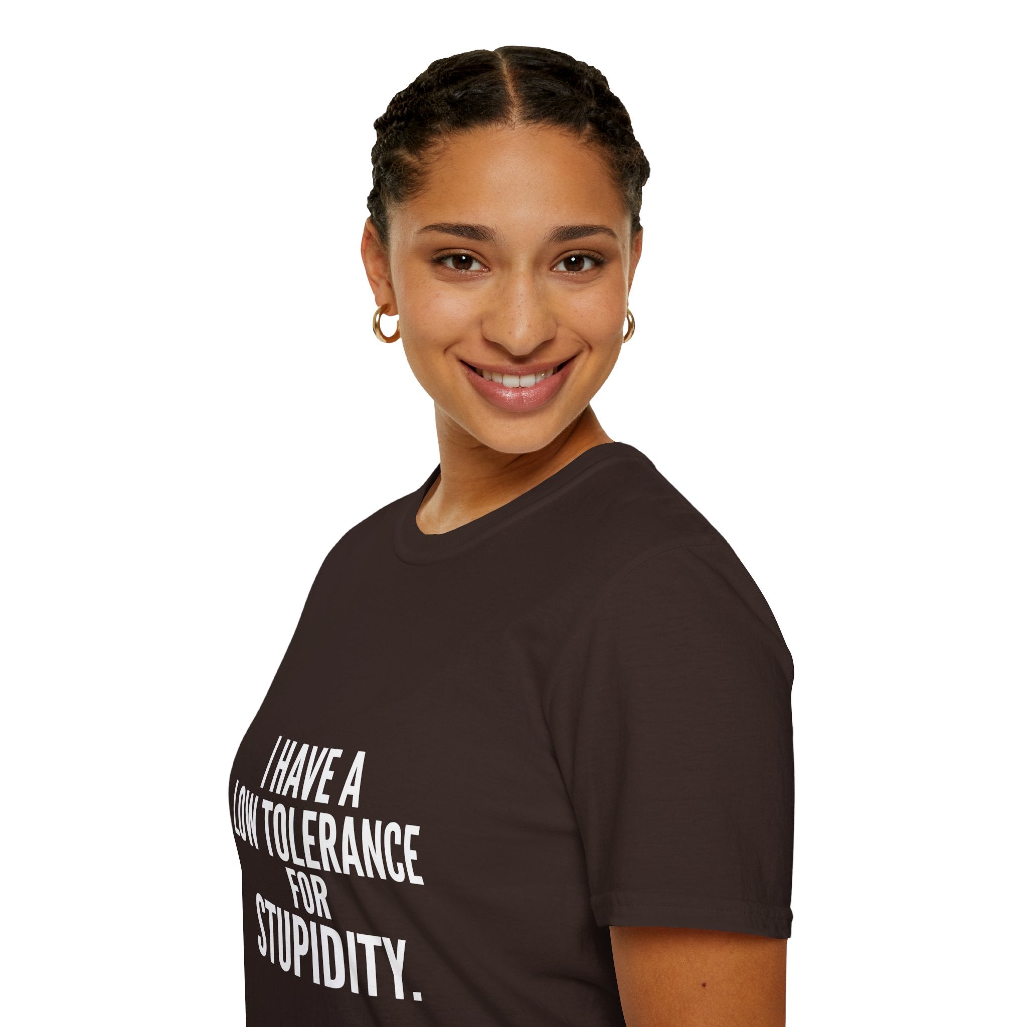 Graphic T-Shirt — "I Have a Low Tolerance for Stupidity" Bold Statement Tee