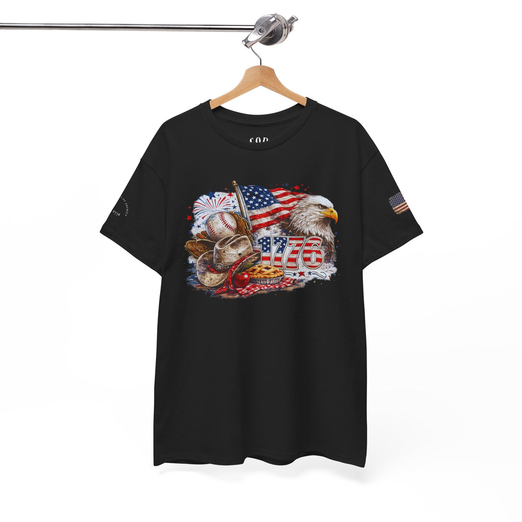 Patriotic Eagle American Flag T-Shirt — USA 1776 Military Tribute Tee
